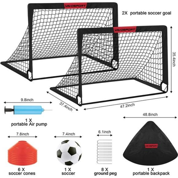 Kids Soccer Goals Set- 2 of 4' x 3' Portable Soccer Goal Training Equipment - Picture 3 of 6